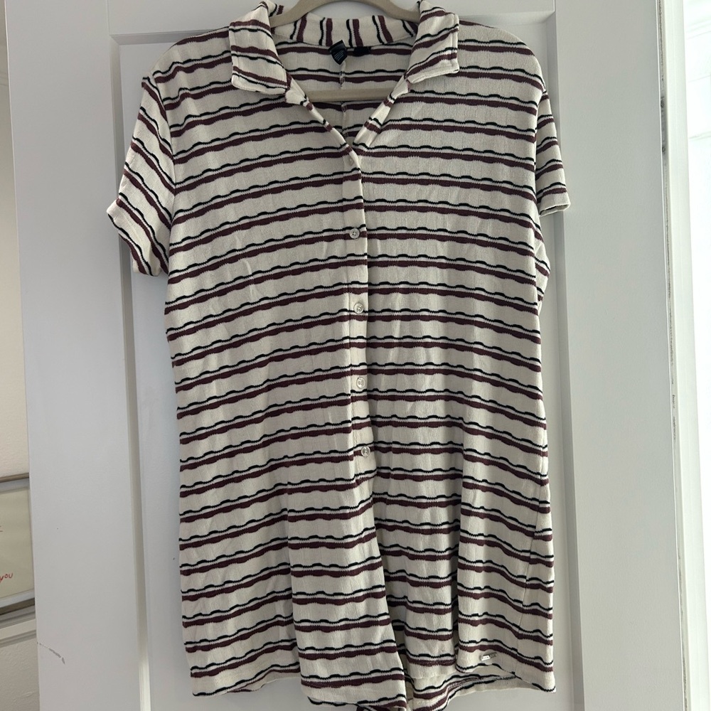 Volcom Striped Button-Up Women's Romper